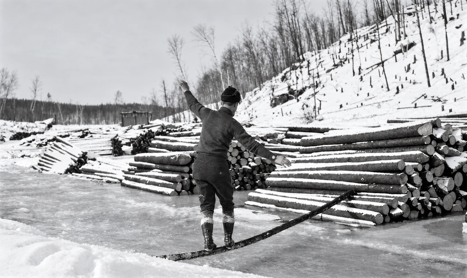 Archival photograph of the North Shore logging camps, image 9