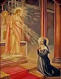 Margarita María Alacoque en oración ante una visión del Sagrado Corazón